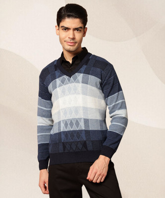 HERMISTON Printed V Neck Casual Men Multicolor Sweater
