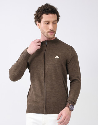 MONTE CARLO Self Design High Neck Casual Men Brown Sweater