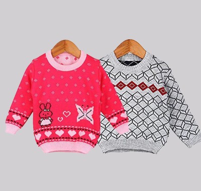 Fame Hype Woven Round Neck Casual Baby Boys & Baby Girls Multicolor Sweater