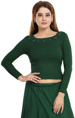 Nighty King Solid Round Neck Casual Women Green Sweater