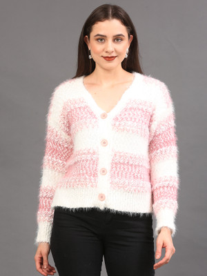 The Sleep Intimo Woven V Neck Casual Women Pink Sweater