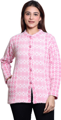 hrd7 Self Design Round Neck Casual Women Pink Sweater