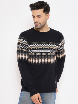 DUKE Chevron/Zig Zag Round Neck Casual Men Multicolor Sweater