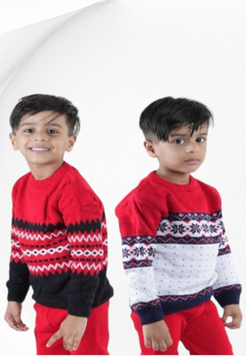 GTwo Printed Round Neck Casual Baby Boys Multicolor Sweater