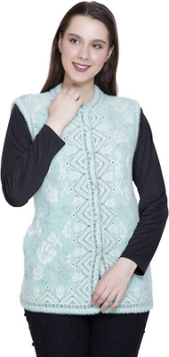 chatanya Solid V Neck Party Women Blue Sweater