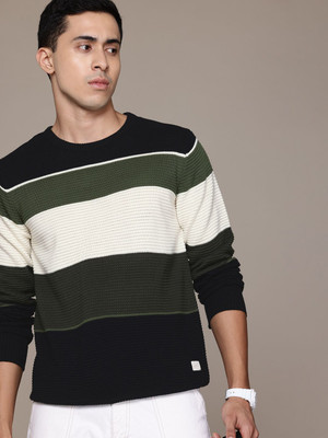 Roadster Colorblock Round Neck Party Men Multicolor Sweater