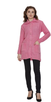 NITSLINE Self Design Collared Neck Casual Women Pink Sweater