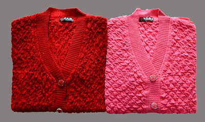 Shunit creation Self Design V Neck Lounge Wear Women Red, Pink Sweater