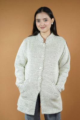 CreativePanther Self Design Collared Neck Casual Women Beige Sweater