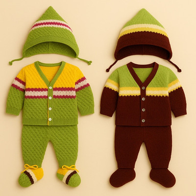 Bamboo Babe Self Design Round Neck Casual Baby Boys & Baby Girls Light Green Sweater