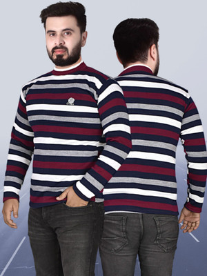ROYAL ICEBURG Striped Round Neck Casual Men Multicolor Sweater