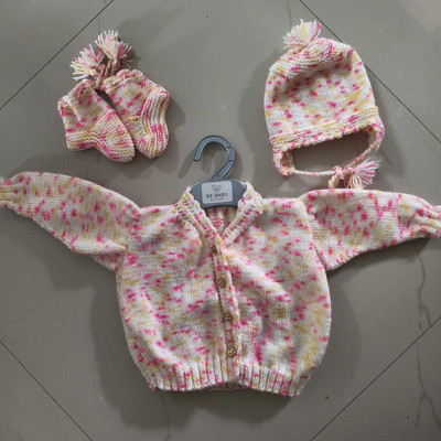 Hatke Collections Woven V Neck Casual Baby Boys & Baby Girls Pink Sweater