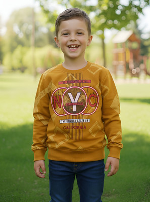 Smile IN LIFE Self Design Round Neck Casual Boys Gold Sweater