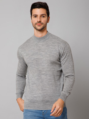 CANTABIL Solid Round Neck Casual Men Grey Sweater