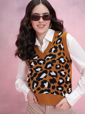 Dressberry Self Design V Neck Casual Women Multicolor Sweater
