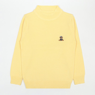 Knitco Self Design Turtle Neck Casual Boys & Girls Yellow Sweater