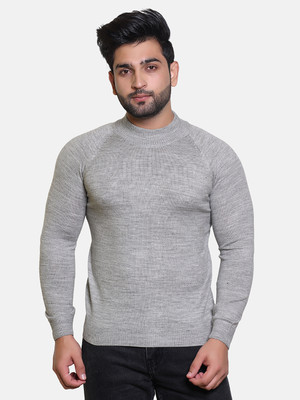 UGF Solid Round Neck Party Men Grey Sweater