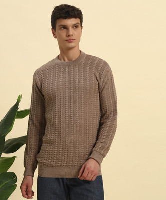 CANBLAR Self Design Round Neck Casual Men Multicolor Sweater