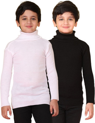 Superminis Solid High Neck Casual Boys Multicolor Sweater