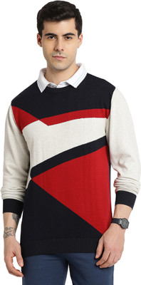 TURTLE Colorblock Round Neck Casual Men Multicolor Sweater