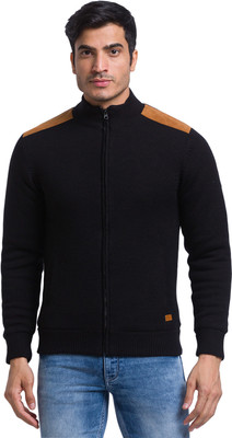 PARX Solid High Neck Casual Men Black Sweater