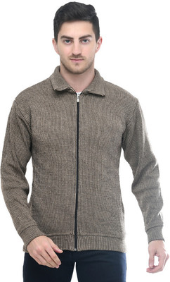 Life and style Striped Collared Neck Casual Men Brown Sweater