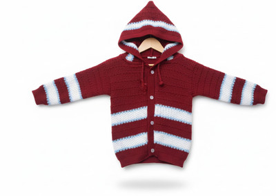 bloomkids Solid Hooded Neck Casual Baby Boys & Baby Girls Maroon Sweater