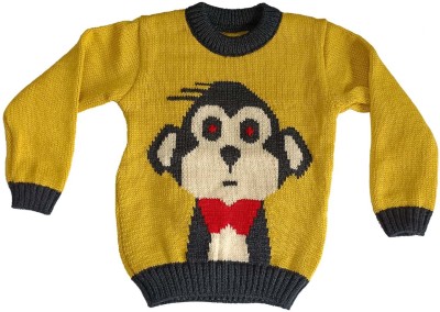 Cute Collection Woven Round Neck Party Boys & Girls Yellow Sweater