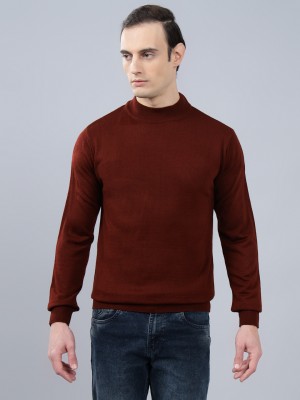 CANTABIL Solid Round Neck Casual Men Maroon Sweater