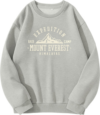 Saigarments Printed Round Neck Formal Men Grey Sweater