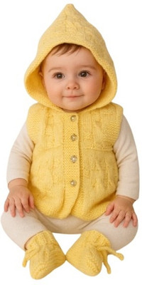 Ratnakapasam Solid Round Neck Casual Baby Boys & Baby Girls Reversible Yellow Sweater