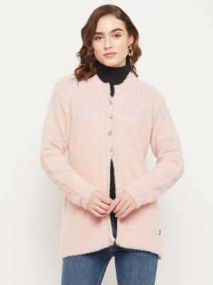 DUKE Solid Collared Neck Casual Women Pink Sweater