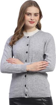 MONTE CARLO Solid Round Neck Casual Women Grey Sweater