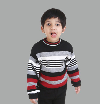 GTwo Woven Round Neck Casual Baby Boys Black Sweater
