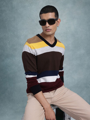Roadster Colorblock Round Neck Casual Men Multicolor Sweater