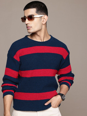 Roadster Striped Round Neck Casual Men Multicolor Sweater