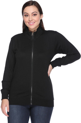 SHAUN Solid Round Neck Lounge Wear Women Black Sweater
