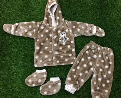dealpakki Polka Print Collared Neck Casual Baby Boys & Baby Girls Reversible Brown Sweater