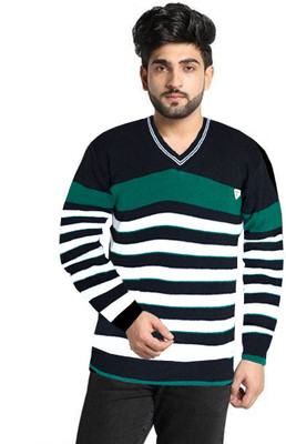 PrathaVastra Striped V Neck Casual Men Multicolor Sweater