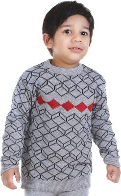 GTwo Checkered Round Neck Casual Baby Boys Grey Sweater