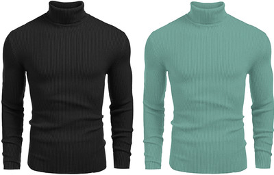 FASHLOOK Striped High Neck Casual Men Multicolor Sweater