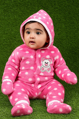 Tarishhi Polka Print Collared Neck Casual Baby Boys & Baby Girls Reversible Pink Sweater