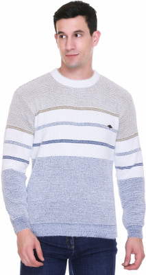 TRUDO Colorblock Round Neck Casual Men Dark Green Sweater