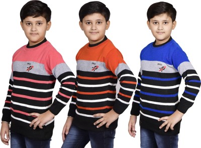 DIMSYCOLLECTION Striped Round Neck Casual Boys Multicolor Sweater