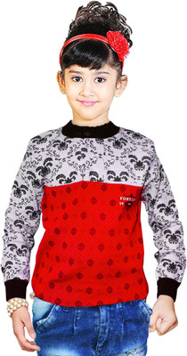 AD & AV Self Design Round Neck Casual Girls Multicolor Sweater