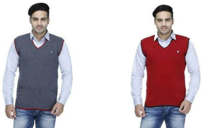 Sanzzy Solid V Neck Casual Men Multicolor Sweater