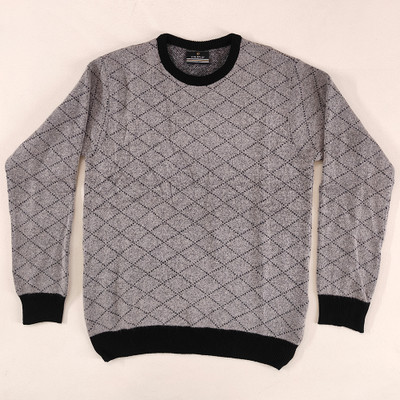 Coldplay Checkered Round Neck Casual Men Grey Sweater