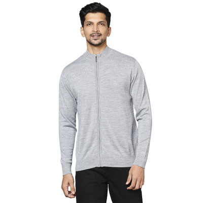 Raymond Solid Round Neck Formal Men Grey Sweater