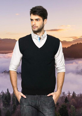 jorden4u Solid V Neck Casual Men Black Sweater