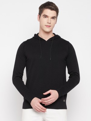 DUKE Solid Hooded Neck Casual Men Black Sweater